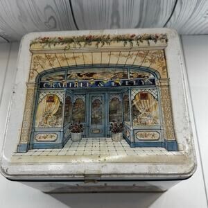 Vintage 1985 Crabtree and Evelyn Octagon Tin Farm Horse Chicken Tall Round